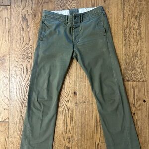 Double RL RRL olive military pants. Somewhat slim fit. 31 waist 30 inseam